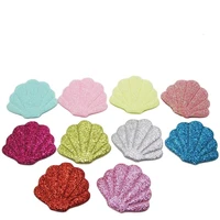 50pcslot 4 5x3 8cm glitter shell padded appliqued for diy handmade kawaii children hair bb clip accessories hat shoes