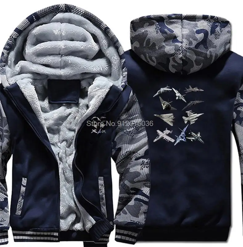 

F22 Raptor F18 Hornet F4 Tomcat F35 F15 F16 F117 A10 F4 Hoodie Winter Men Jacket Thicken Hoody Coat Hooded Sportswear Streetwear