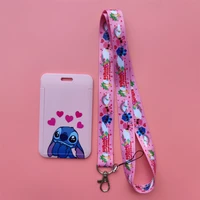 disney stitch kids id badge holder gift cellular card holders neck lanyard strap luxury credit cardholder