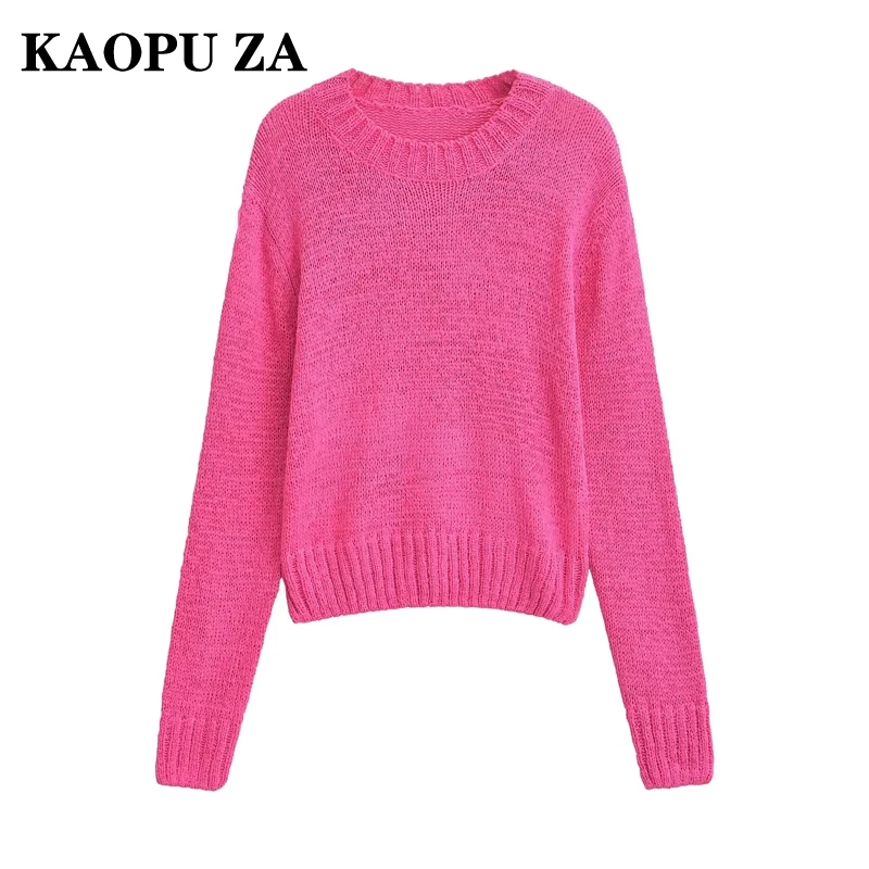 KAOPU ZA 2024 осень новый милый курортный стиль красный вязаный свитер с длинным