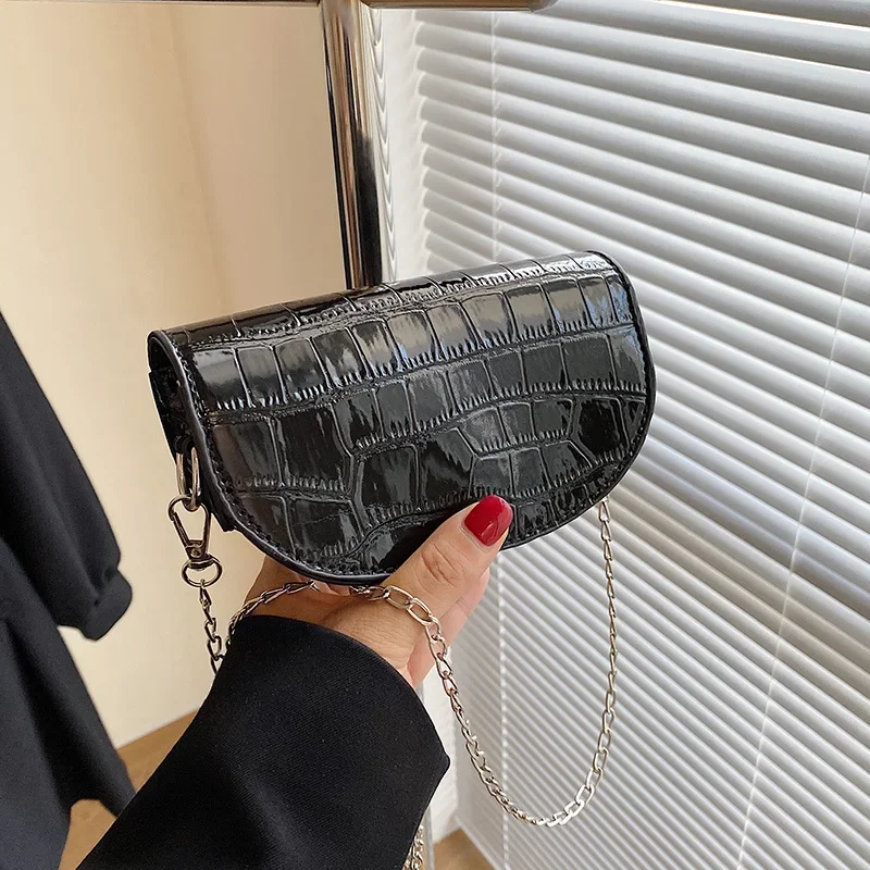 

Fashion Totes Leather Crossbody Bags for Women 2023 Saddle Brand Chain Shoulder Handbags Crocodile Pattern Purses сумка женская