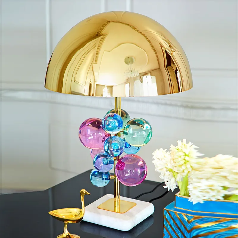 

Crystal Table Lamp Nordic Gold Ball Marble Mushroom Lamps For Living Room Decor Study Desk Lamp Bedroom Bedside Led Night Lights