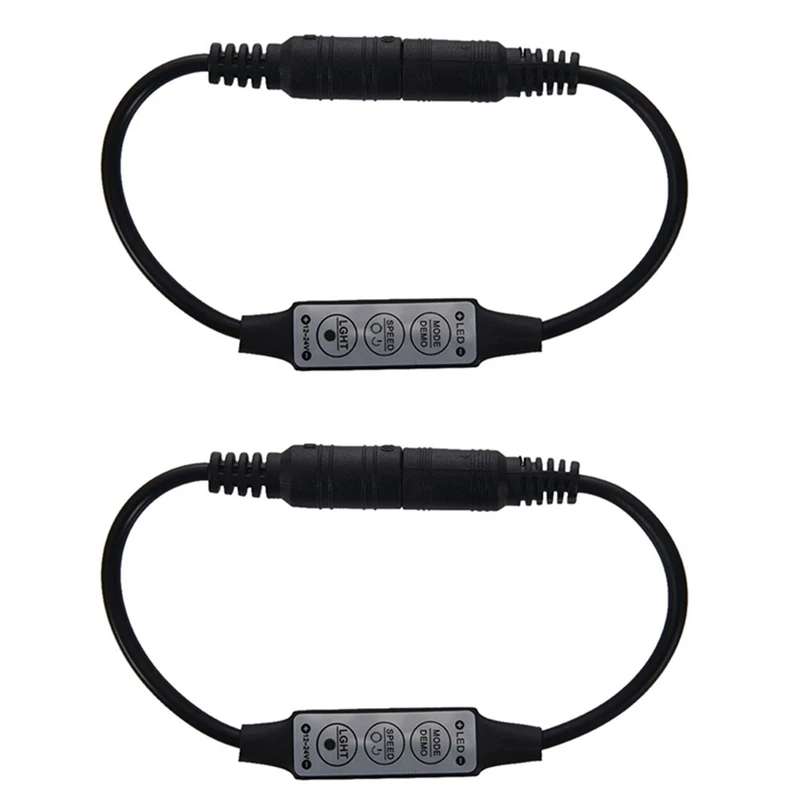 

HOT SALE 2X Low-Profile Inline Controller Mini 3 Key Dimmer Switch For LED Strip Light Black