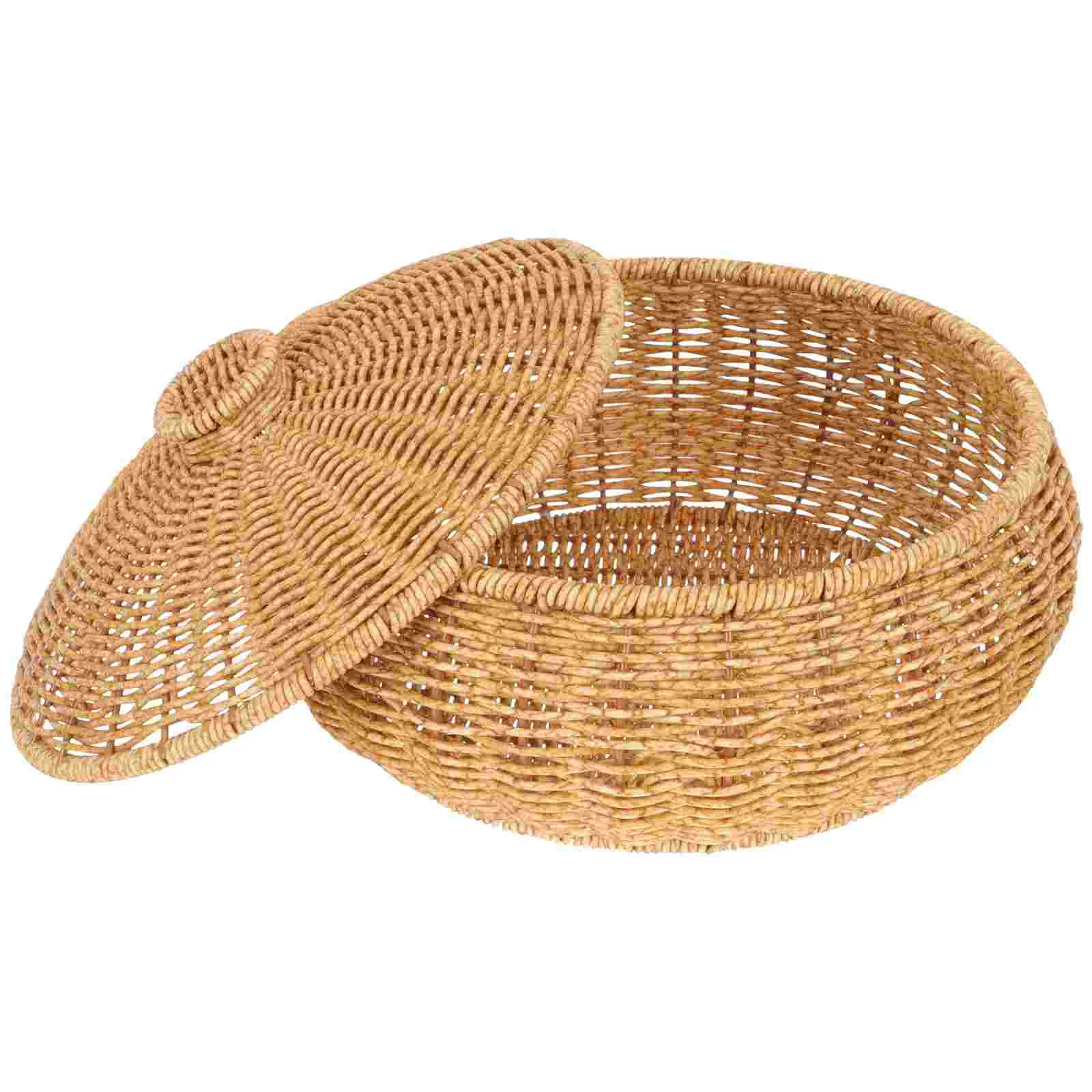 

Basket Storage Baskets Rattan Tray Bread Serving Wicker Woven Container Tabletop Organizer Box Fruit Bins Snack Lid Tea Empty
