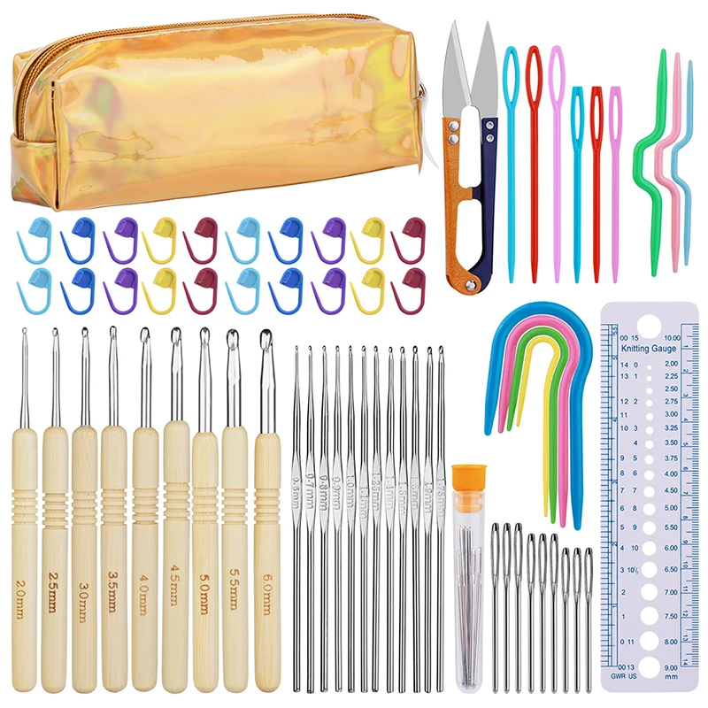 

MIUSIE 1Set Crochet Hooks Set DIY Crochet Hooks Needles Stitches Knitting Craft Scissors Markers Weaving Sewing Tools