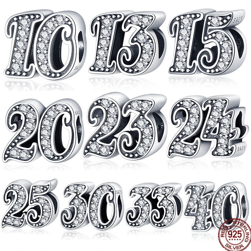

Plata De Ley 925 Lucky Number Charm Pendant Fit 925 Original Bracelets for Women 925 Silver Letter Charms Beads Pendant Jewelry