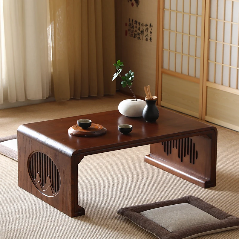 

Pure Solid Wood Bay Window Small Coffee Table Table Japanese Tatami Coffee Table Low Table Ancient Style Customizable