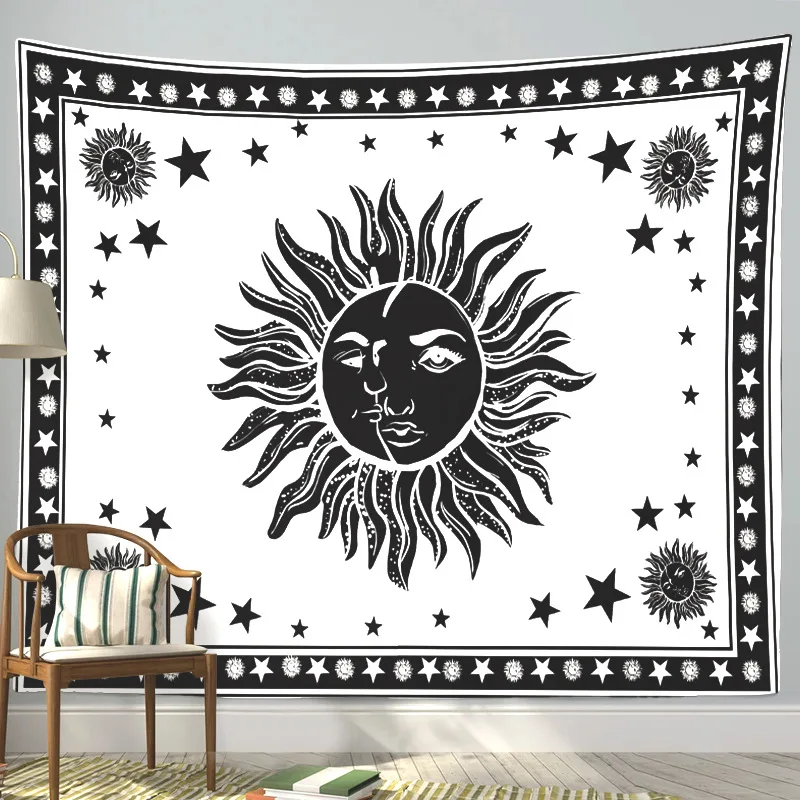 

Moon Phase Tapestry Wall Hanging Botanical Celestial Floral Wall Tapestry Hippie Flower Wall Carpets Dorm Decor Starry SkyCarpet