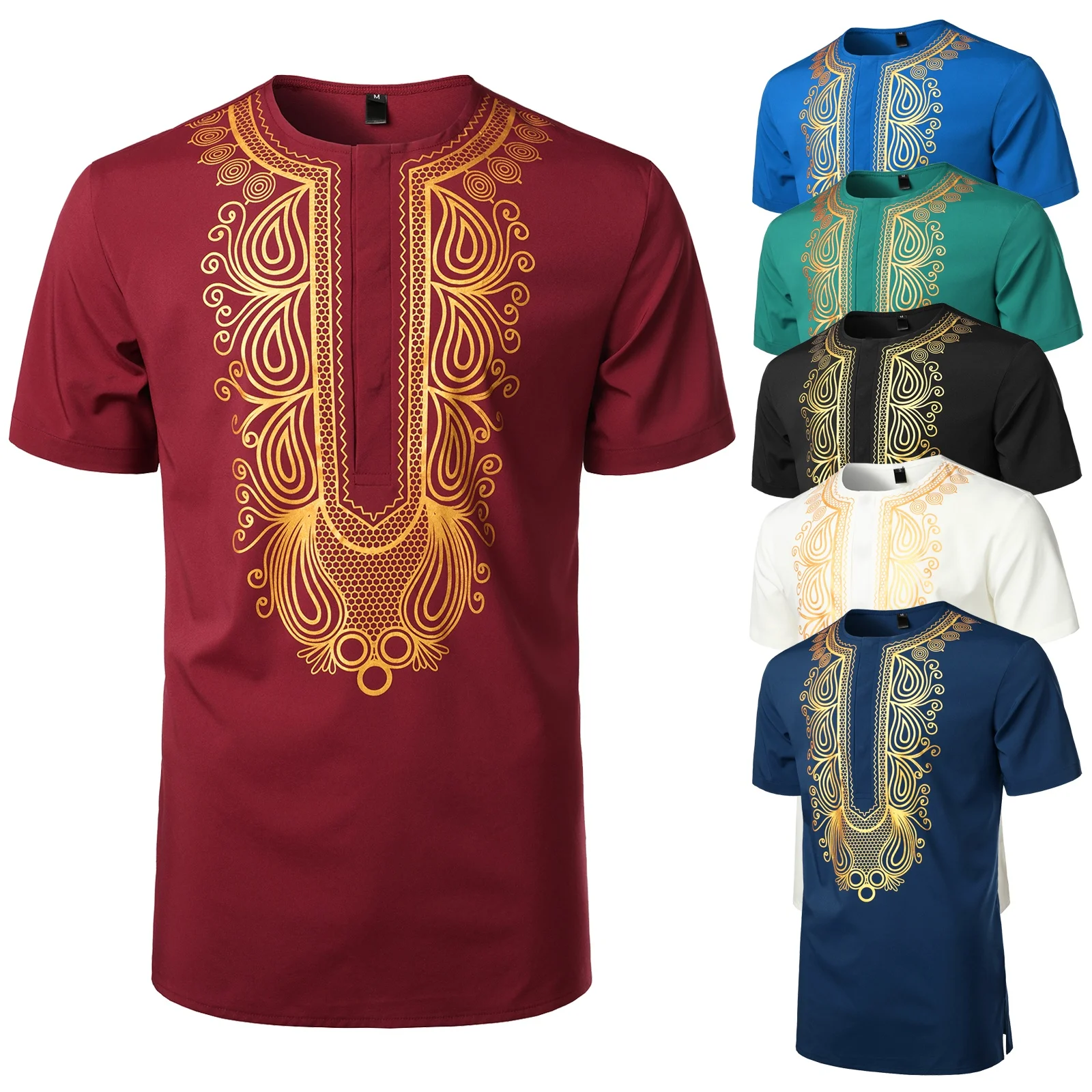 

Fashion Men's T Shirt African Style Gold Stamping 3d Print Casual Short Sleeve Loose Oversized Tshirts Top Men Clothing Camise