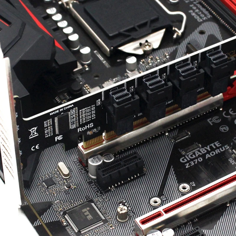 NGFF PCI-E 16X to Four U.2 U2 Kit SFF-8639 SFF-8643 NVME PCIe Адаптер твердого привода Dtate для расширения