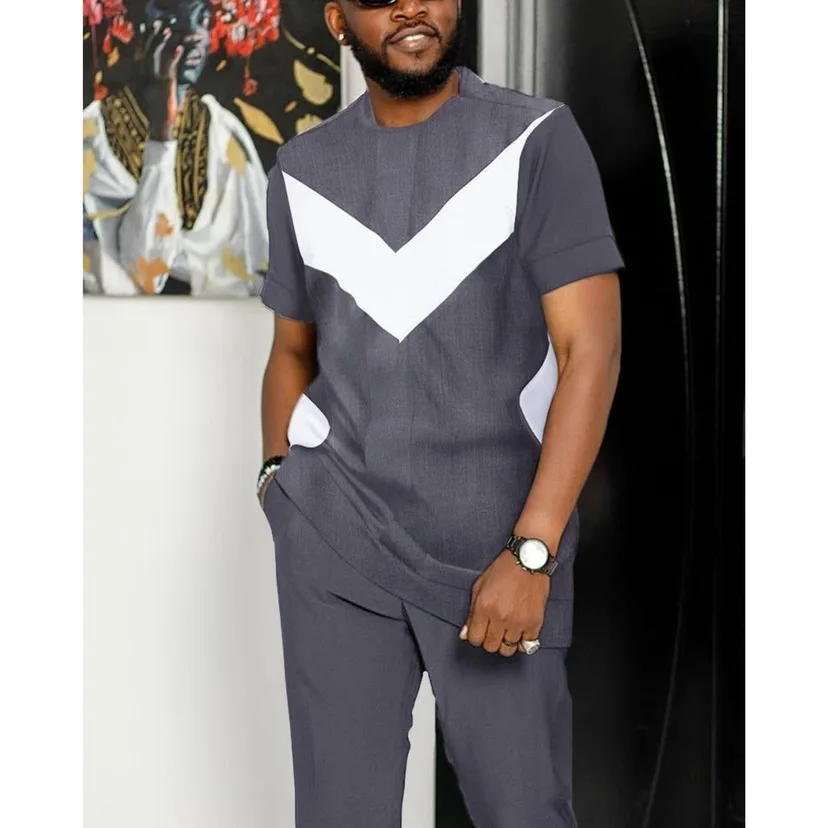 Pants Suit Fashion Summer Men's O-Neck T-Shirt 2-Piece Set Casual Street Short Sleeve Jogging Clothes Oversized Tracksuit Outfit