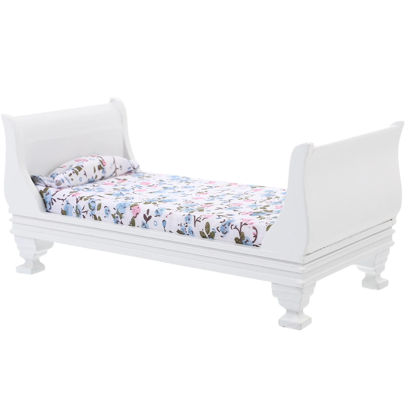 

Small Furniture Tiny Wooden Single Bed Mini Model Miniature House Bedroom Trim