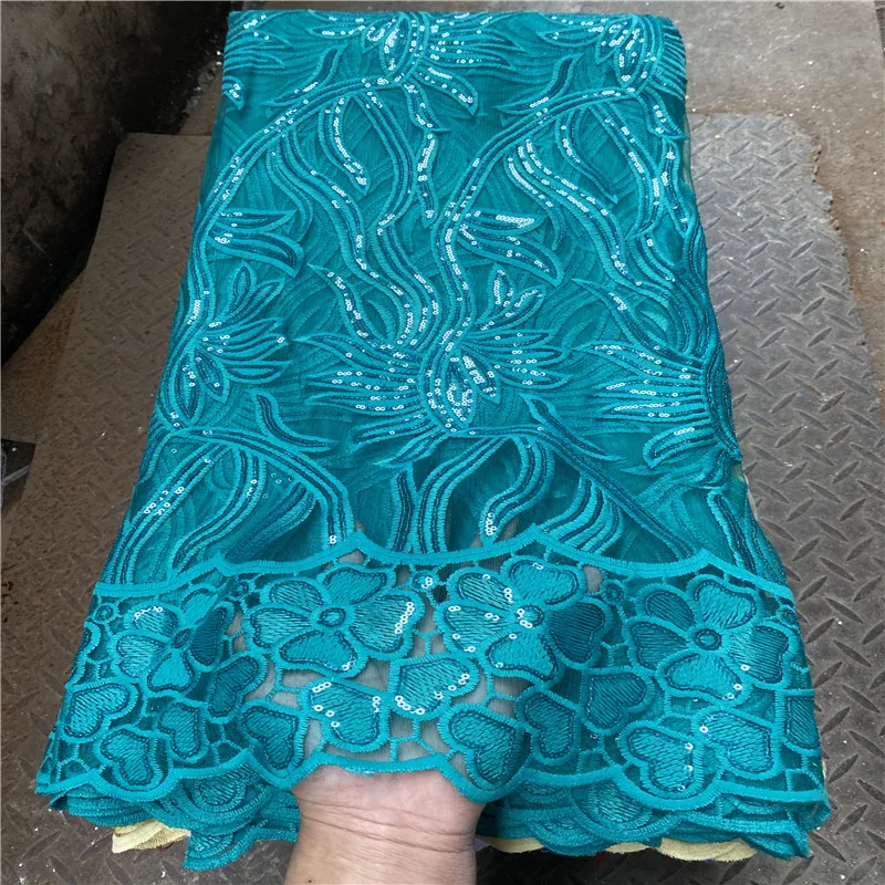 

French Nigerian Organza Flocking With Sequins Net Lace African Tulle Mesh Fabric High Quality For Wedding Party Skirt Material