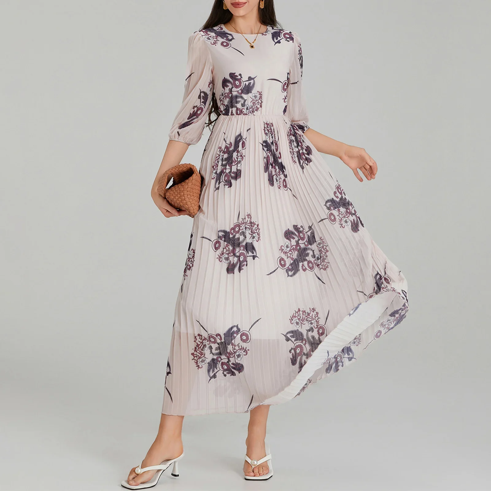 Женское модное длинное плиссированное платье элегантное трапециевидной формы с