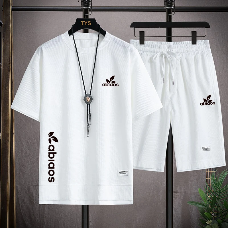

Summer Men's Two Piece Set Printing Casual T-Shirt and Shorts Sets Mens Linen Fabric Tracksuit 2023 Fashion Short Sleeve Suit