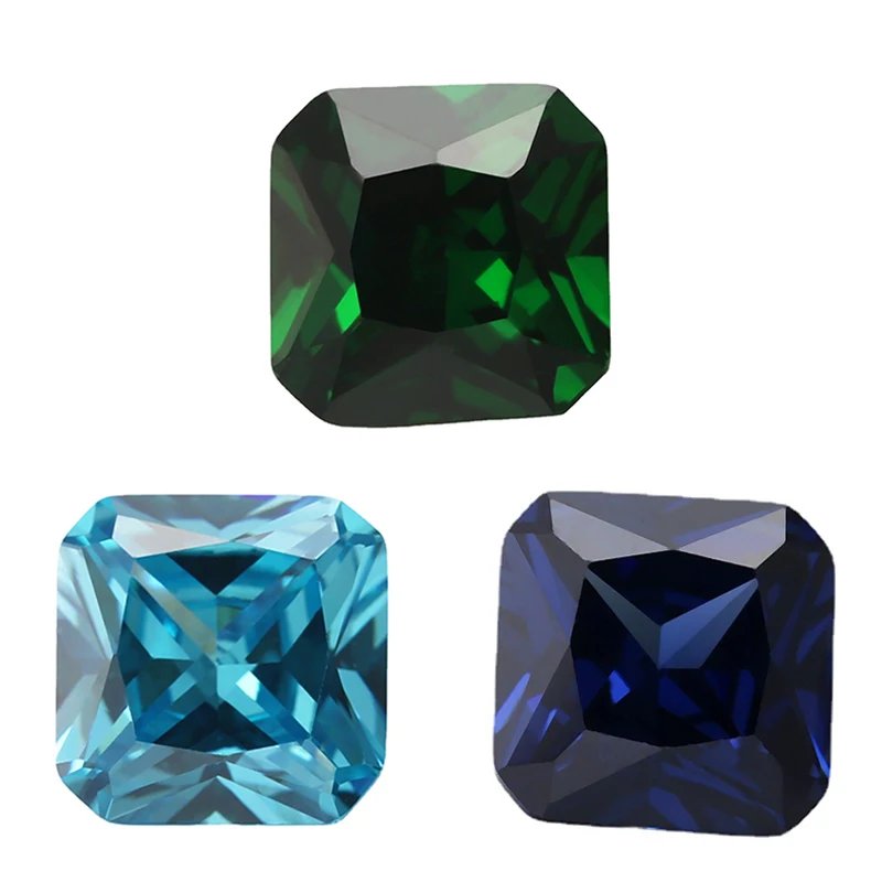 

3x3mm-10x10mm 5A Square Octangle Shape Cubic Zirconia Stone Loose CZ Stones Sea Blue Green Tanzanite Color Synthetic Gems Beads