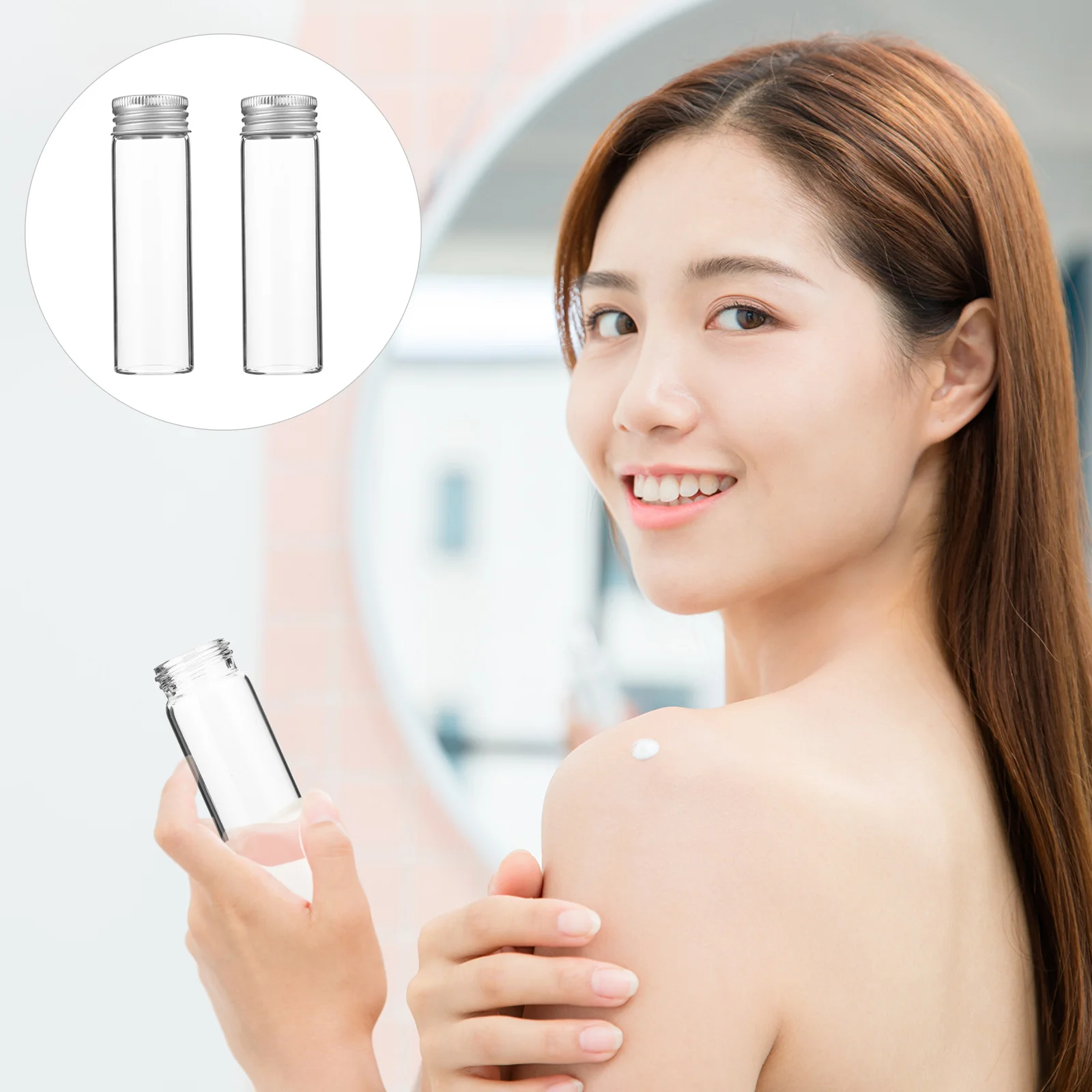 

20 Pcs Glass Bottles Lids Gift Vials Clear Caps Kitchen Jars Containers Disposable Aluminum