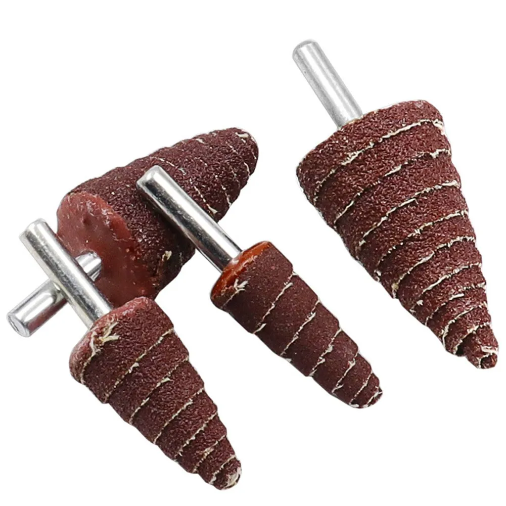 

4PCS 6mm Shank 80# Grit Tapered Cone Grinding Head Sandpaper Flap Wheels Polishing Sanding Tools For Electric Drill Chucks