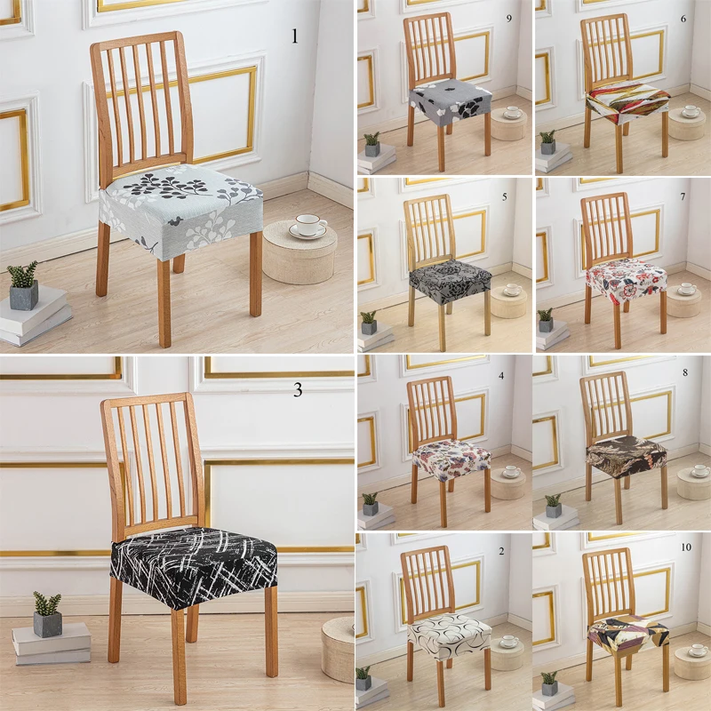 

Spandex Jacquard Chair Cushion Cover Dining Room Upholstered Cushion Solid Chair Seat Cover Without Backrest Furniture Protect