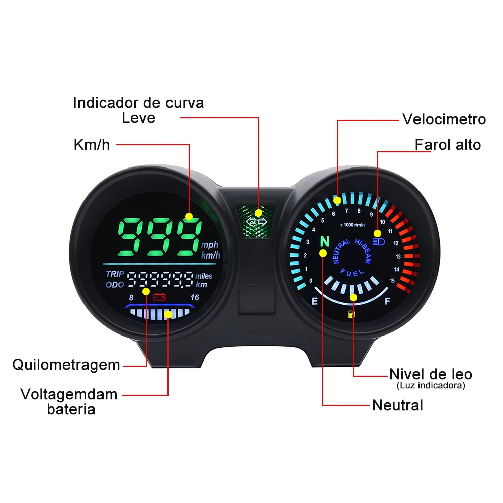 Новейший спидометр цифровой приборной панели Светодиодная Электроника мотоцикл