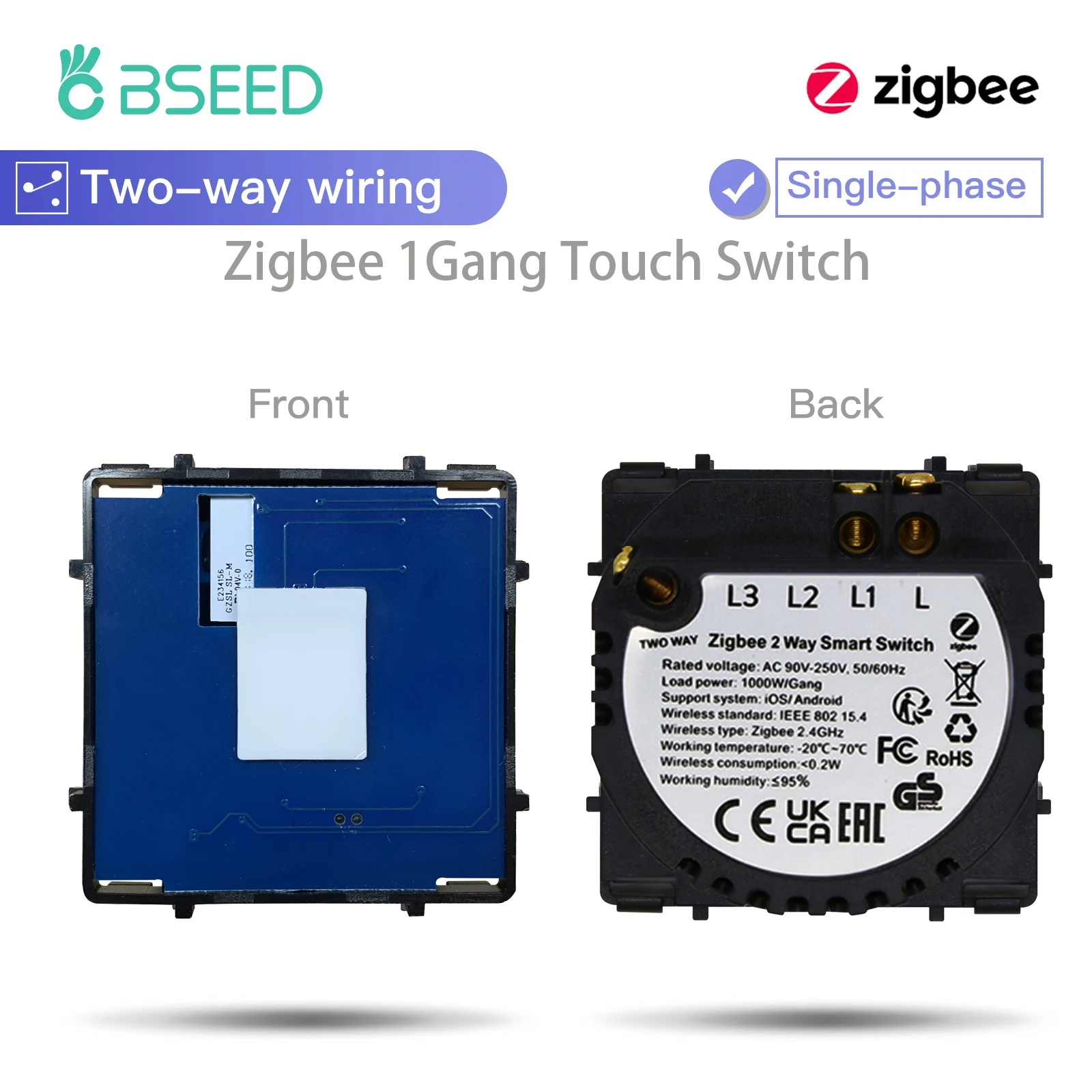 

Умный переключатель BSEED Zigbee 1/2/3 Gang