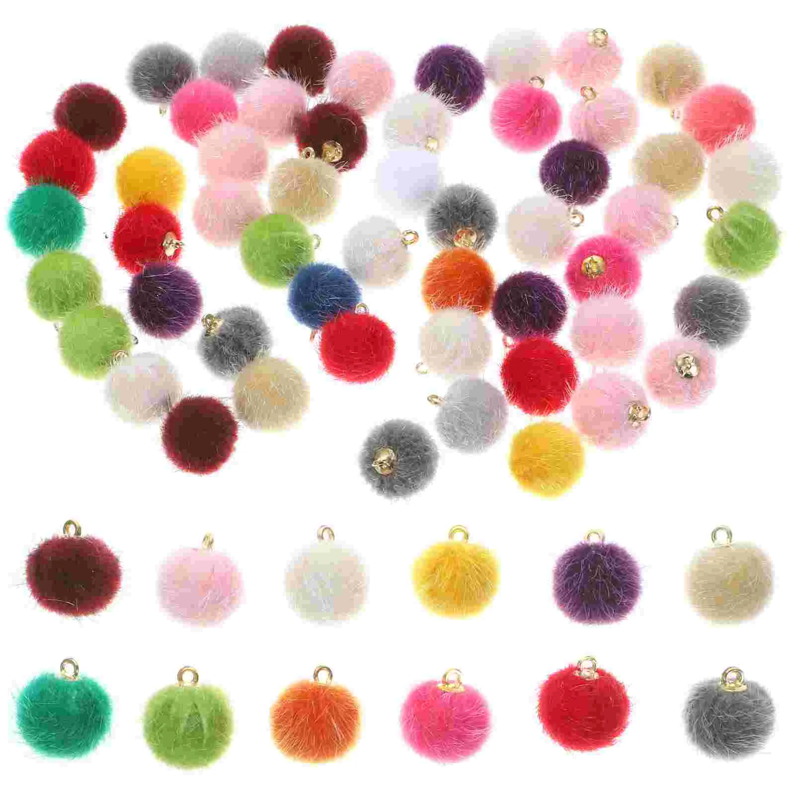 

60Pcs Pompoms Earrings Charms Pom Pom Balls Jewelry Charms DIY Earring Pendants Fluffy Balls Decors