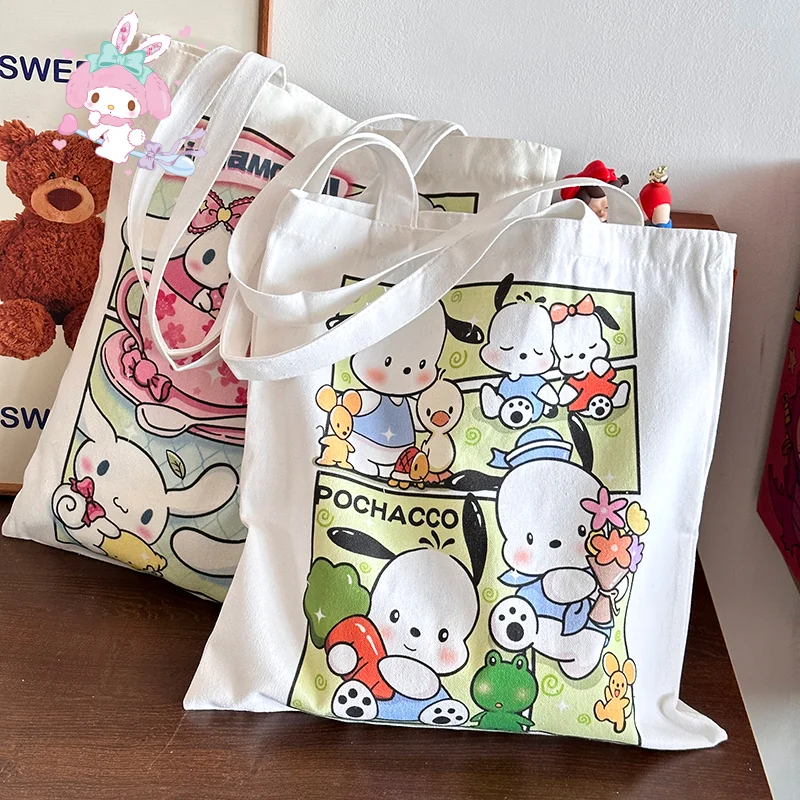 

Sanrios Cinnamoroll Canvas Bag Japanese Ins Anime Cartoon Small Fresh Student Large Capacity Female Shoulder Bag Kawaii Y2k Gift