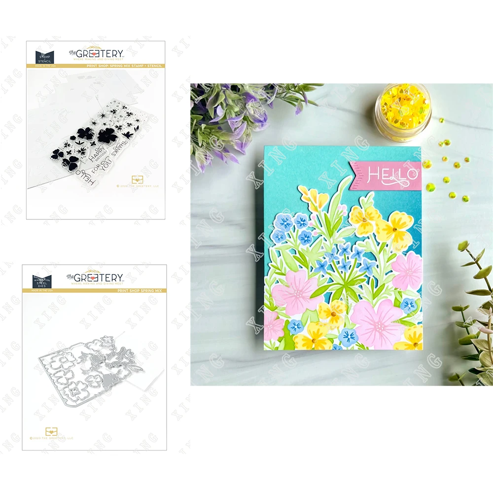 

2022 New Hot Sale Spring Mix Metal Cutting Dies and Silicone Stamps Set Scrapbook Diy Gift Card Decorate Craft Embossing Stencil