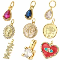 drop shape colorful zircon charms tree letter cute charms diy pendant necklace earrings bracelet accessoris gold color designer