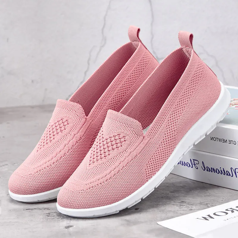 Casual Women's Shoes Spring Fashion Female Ladies Mesh Loafers Ballet Flats Slip-on Woman Nurse Vulcanized Knitting Shoes