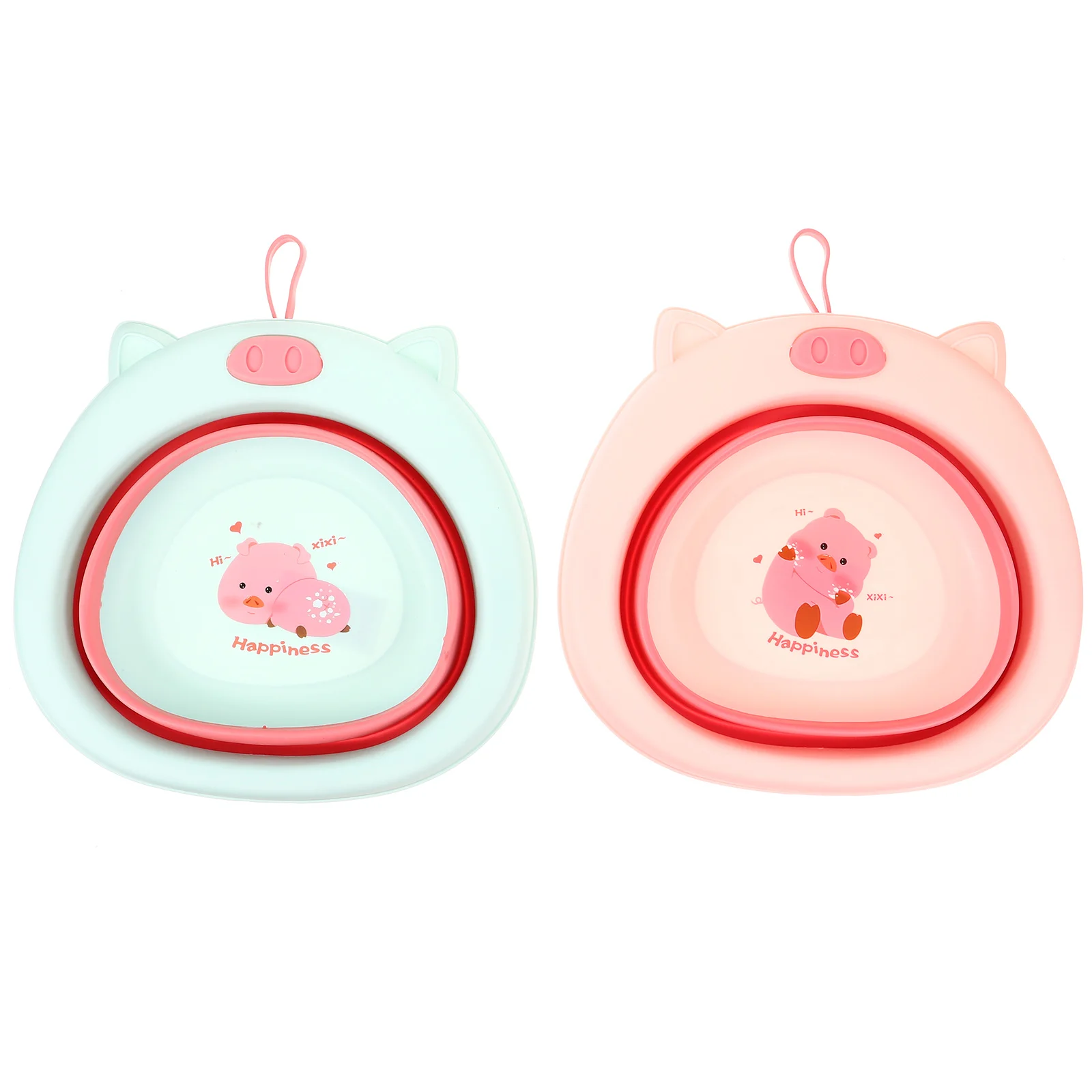 

2 Pcs Baby Washbasin Cute Foldable Folding Silica Gel Toddler Washtub Newborn