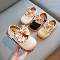 girls princess shoes 2022 autumn new soft bottom bow little leather shoes shallow kids fashion korean style baby girls flat shoe