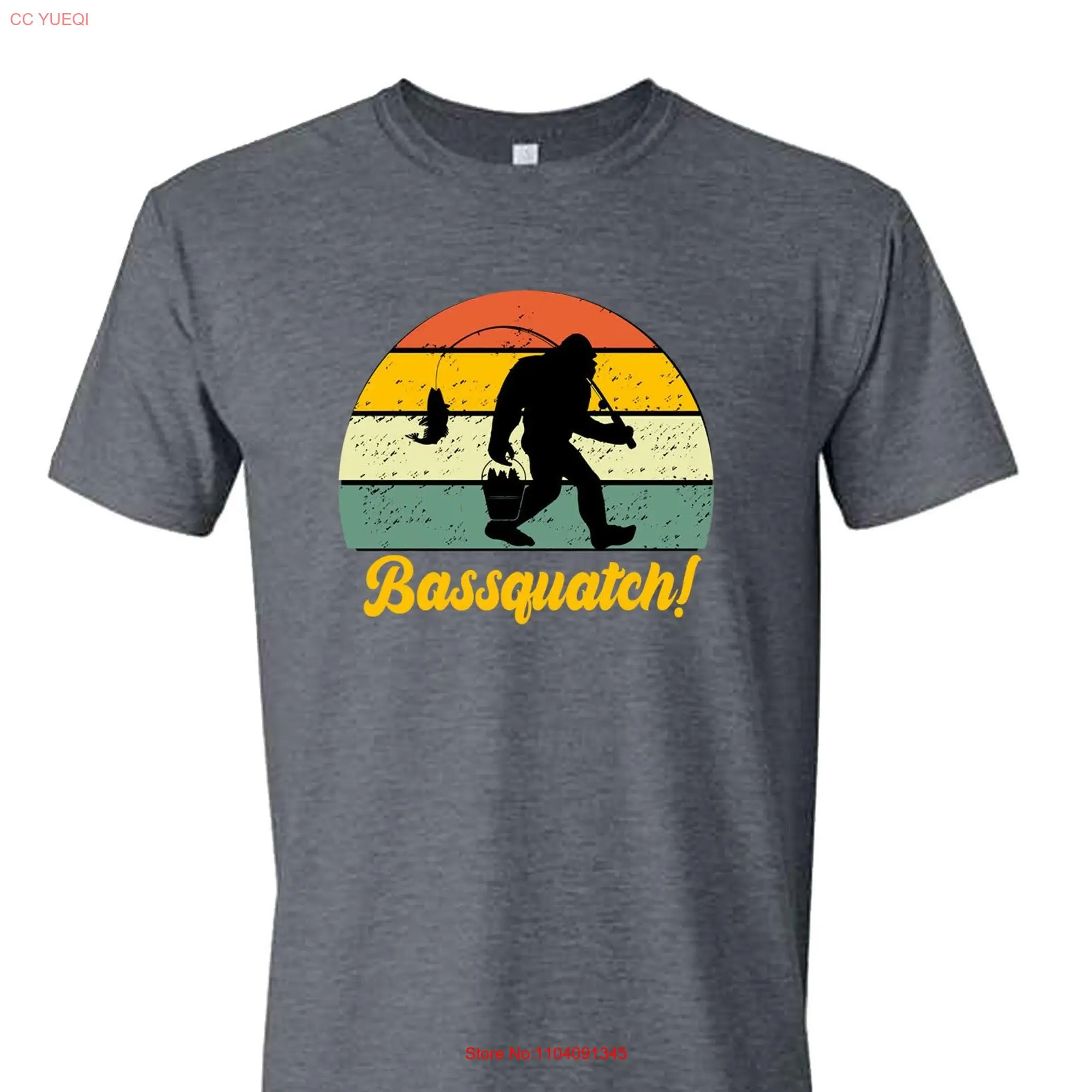 Забавная футболка Bassquatch с длинными или короткими рукавами для рыбалки на