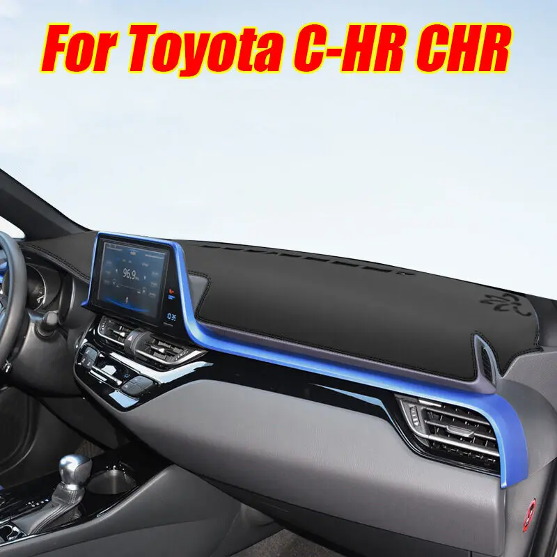 Черный кожаный чехол для приборной панели защитный коврик Toyota CHR C-HR