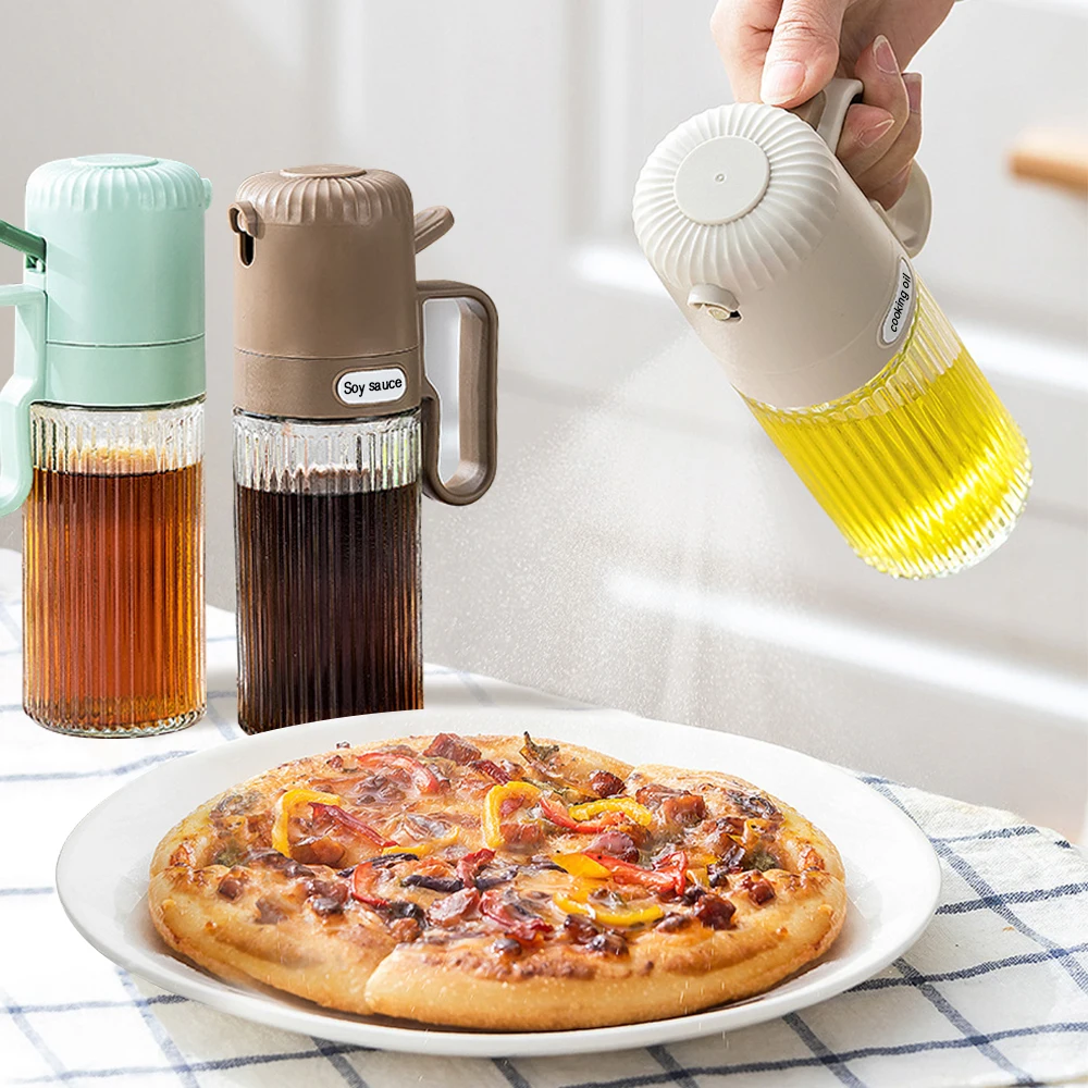 

250ml Press Type Oil Spray Bottle Glass Cooking Oil Can Food Grade Reusable Oil Spray Bottle For Air Fryer BBQ Kitchen Tools