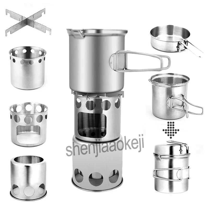 Многоцелевая походная гриль-печь из нержавеющей стали уличная ветрозащитная