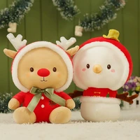 new 30cm kawaii soft stuffed fluffy elk dolls xmas snowman home decor plush deer toys children birthday xmas gift