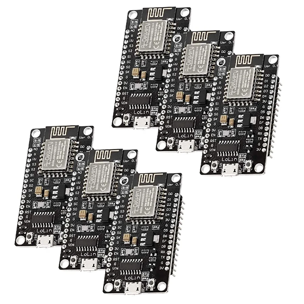 

6PCS ESP8266 ESP-12E CH340G WIFI Internet Lua Wireless Module Nodemcu Lolin V3 Development Board 2.4GHz-2.5GHz WPA/WPA2