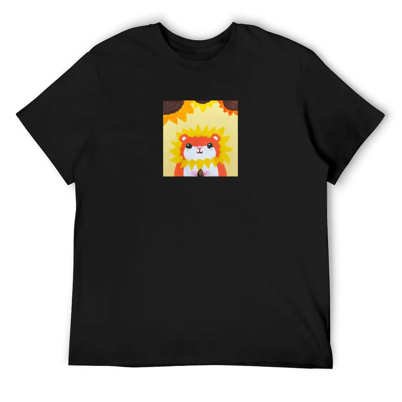 Футболка с подсолнухом и хомяком большие размеры мужские футболки рисунком