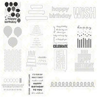 balloon happy birthday cake numbers new metal cutting dies clear stamps scrapbook diary secoration embossing stencil template