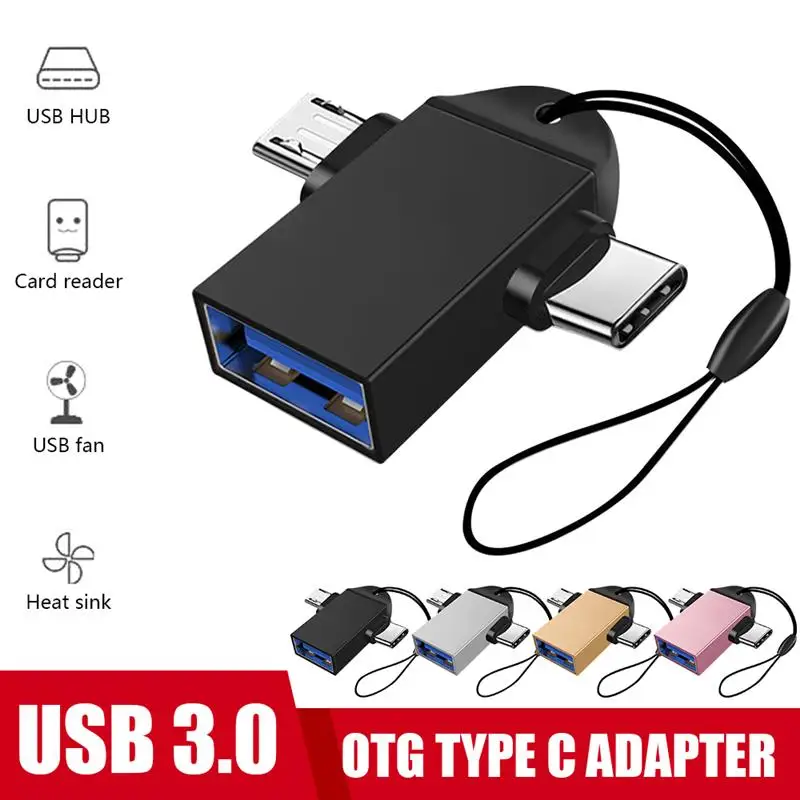 

Адаптер OTG Type C 2 в 1 Micro USB и Type C к USB 3,0