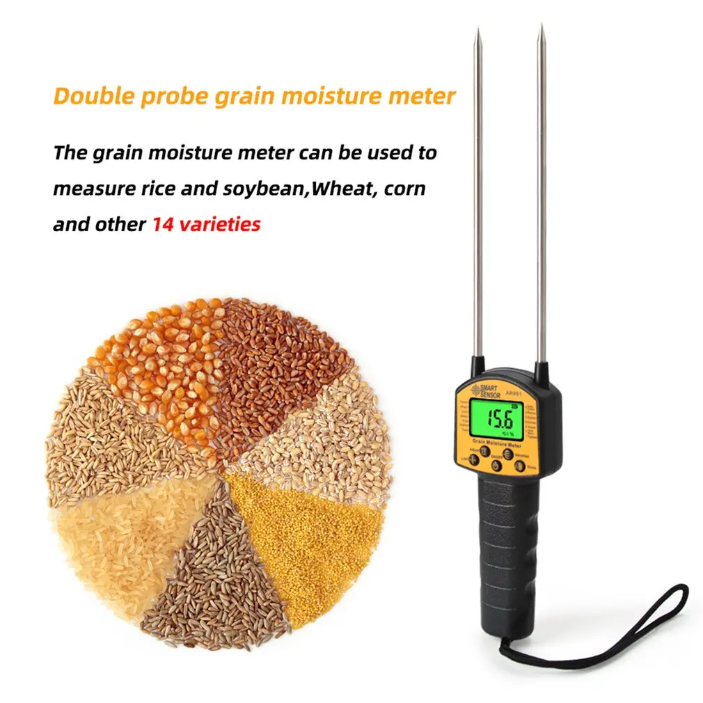 Цифровой измеритель влажности AR991 умный датчик хлопьев для кукурузы пшеницы риса