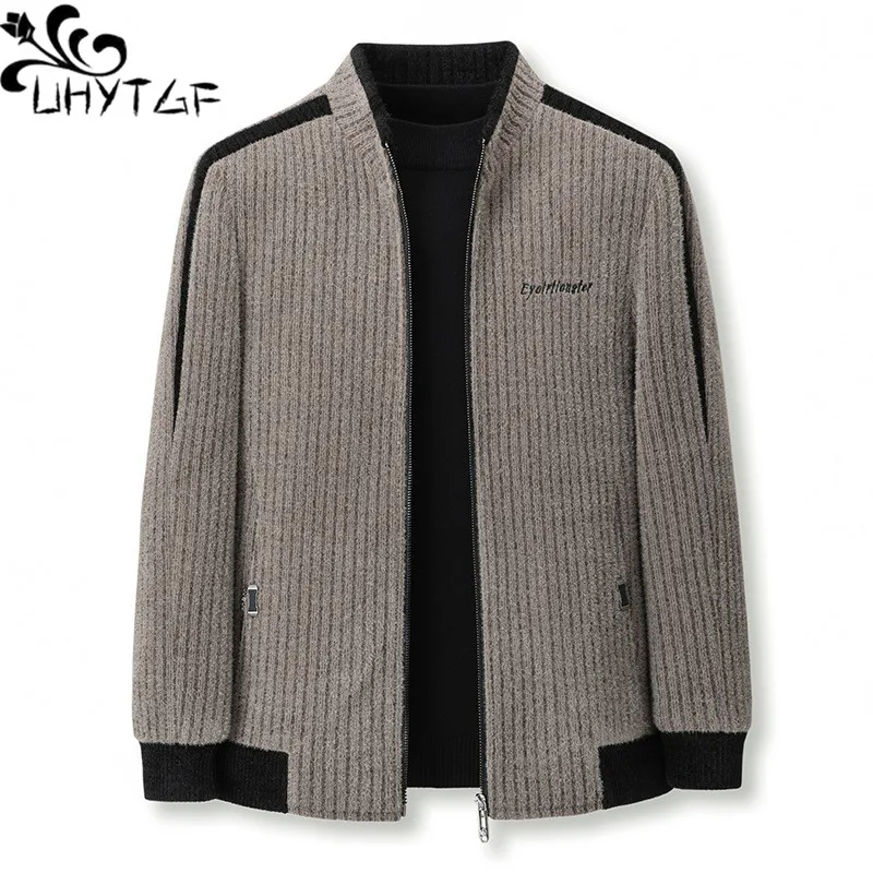 UHYTGF Young Autumn Winter Woolen Jackets For Men Fashion Add Fleece Thicken Warm Coat Male Korean Loose 4XL Size Outerwear 167