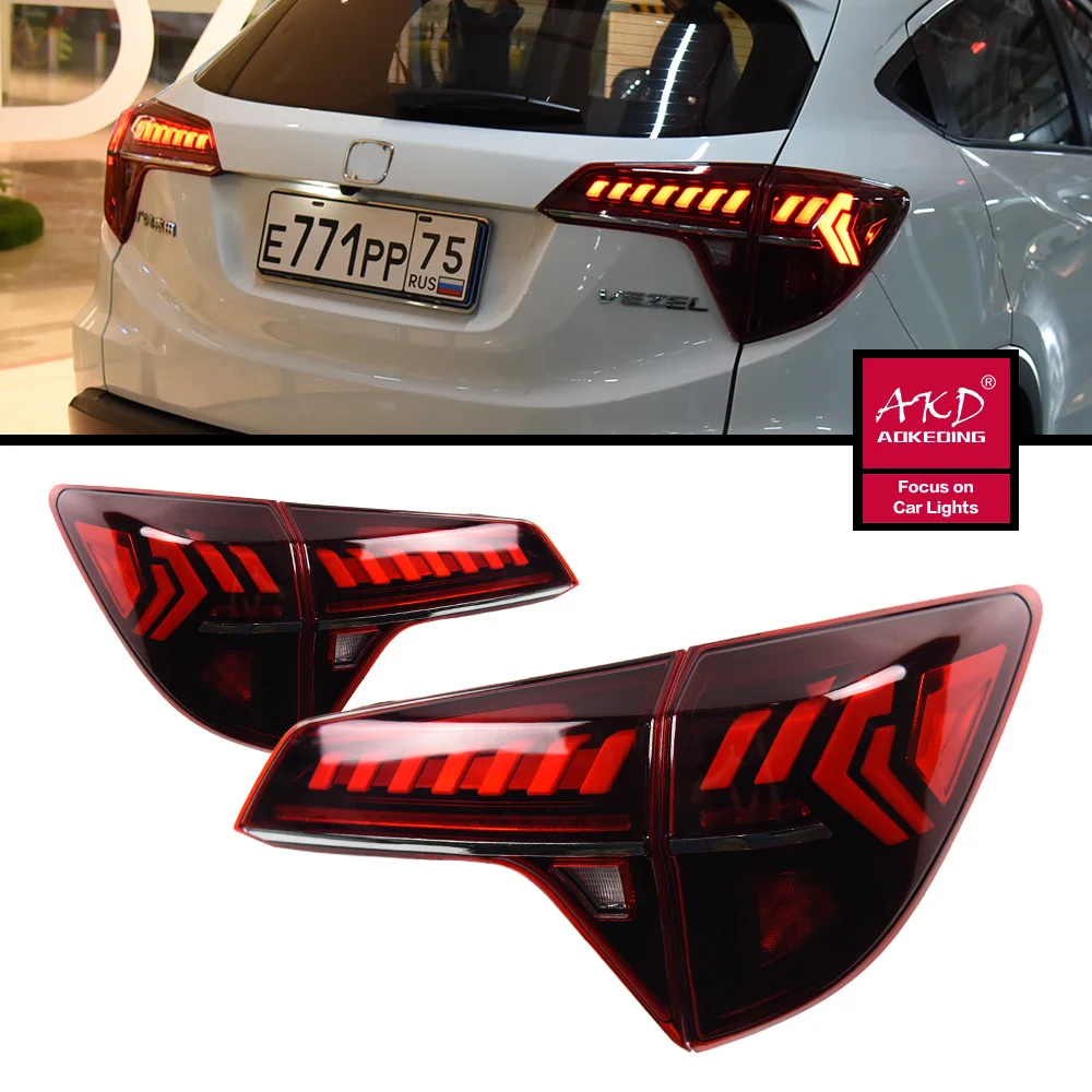 

Taillights For Honda HRV Tail Light 2014-2021 LED DRL Style Running Signal Brake Reversing Parking Lighthouse Facelift