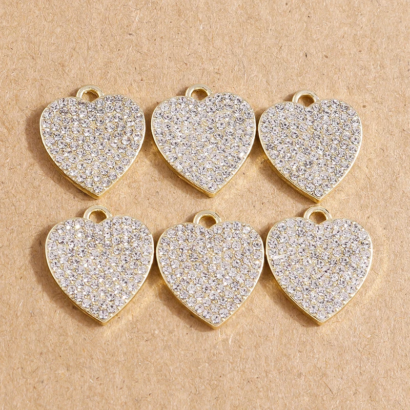 

4pcs 14x16mm Trendy Crystal Love Heart Charms for Jewelry Making Cute Drop Earrings Pendants Necklaces DIY Keychains Accessories