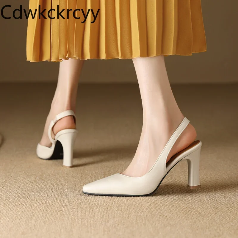 Женские сандалии с острым носком простые босоножки на высоком устойчивом