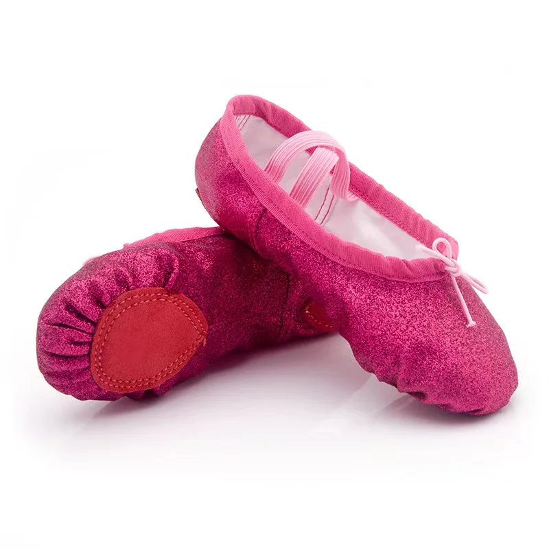 USHINE Glitter Ballet Dance Shoes Yoga Gym Flat Slippers Pink Blue Rose Red Colors Ballet Dance Shoes for Girls Children Women