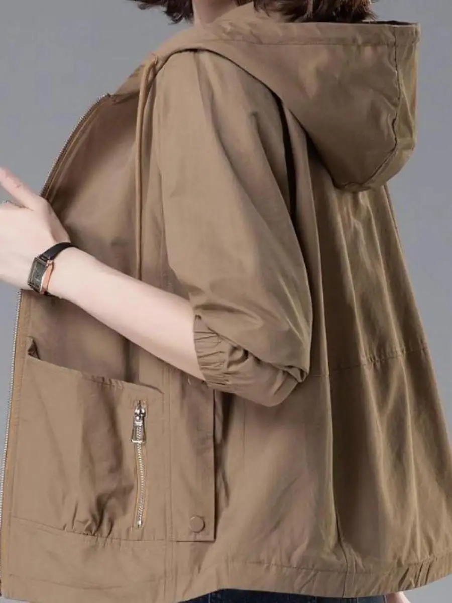 Повседневное короткое пальто с капюшоном для женщин весна и осень 2025 г. новая