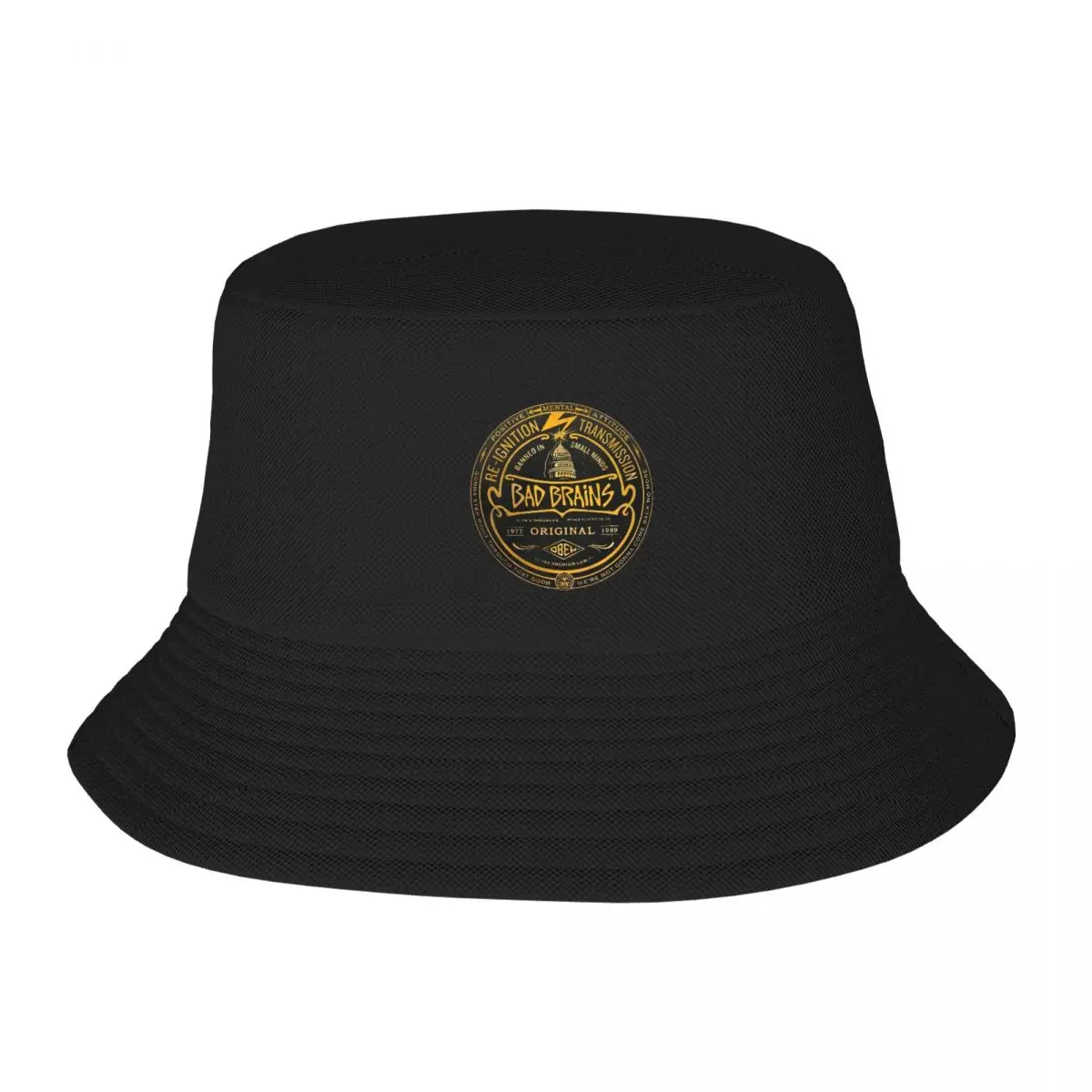 

Bad Brains Logo Hardcore Punk Rock Band Hat Bucket Hats For Women Men Street Hip Hop Bucket Cap Vintage Printed Fishing Hat