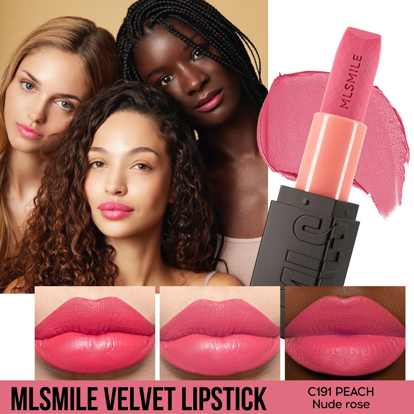 Фото MLSMILE 6 цветов, матовая помада с эффектом бархата, стойкая, водостойкая, увлажняющая, высокопигментированная, для макияжа губ №1